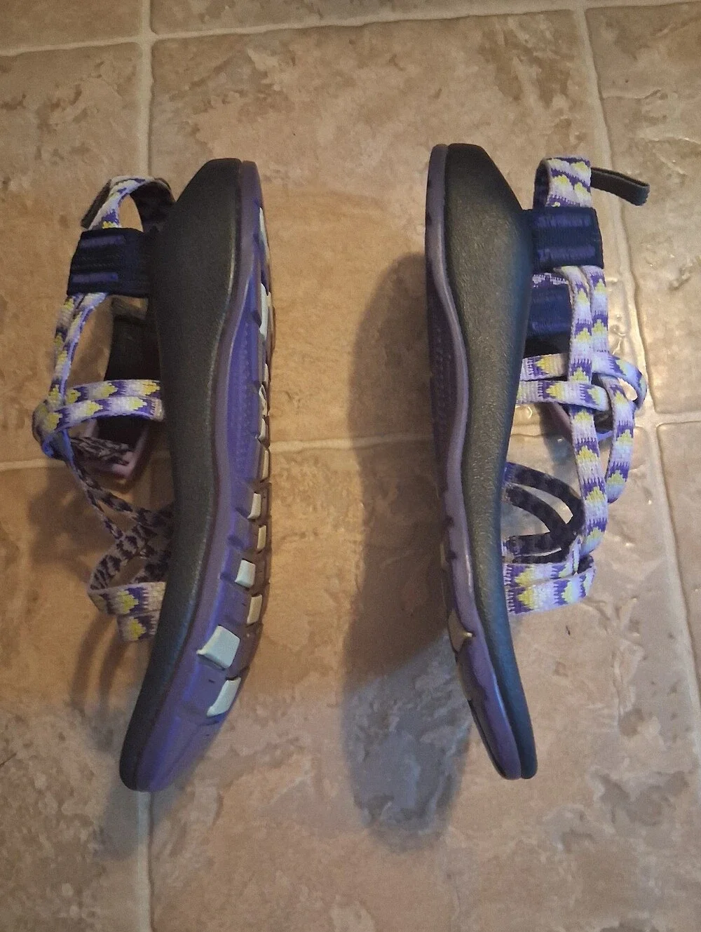 Chaco Kids Sandals Purple Yellow Patterned Straps